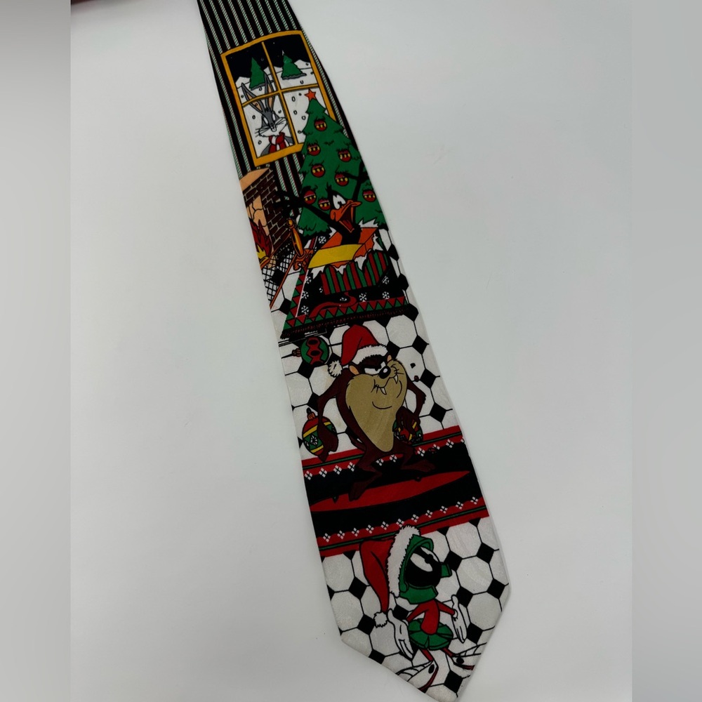 Vintage 90's‎ Looney Tunes Mania Christmas Neck Tie, Taz, Bugs, Marvin, Daffy - Picture 2 of 6